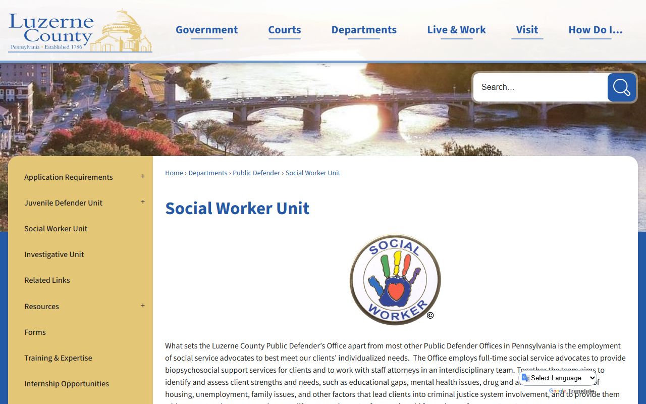 Luzerne County arrest records and charges Public Defender Social Worker Unit