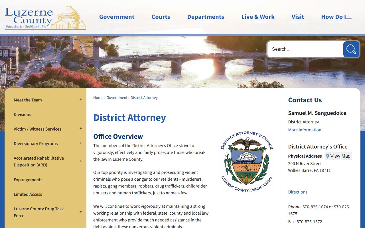 Luzerne County criminal court records District Attorney office