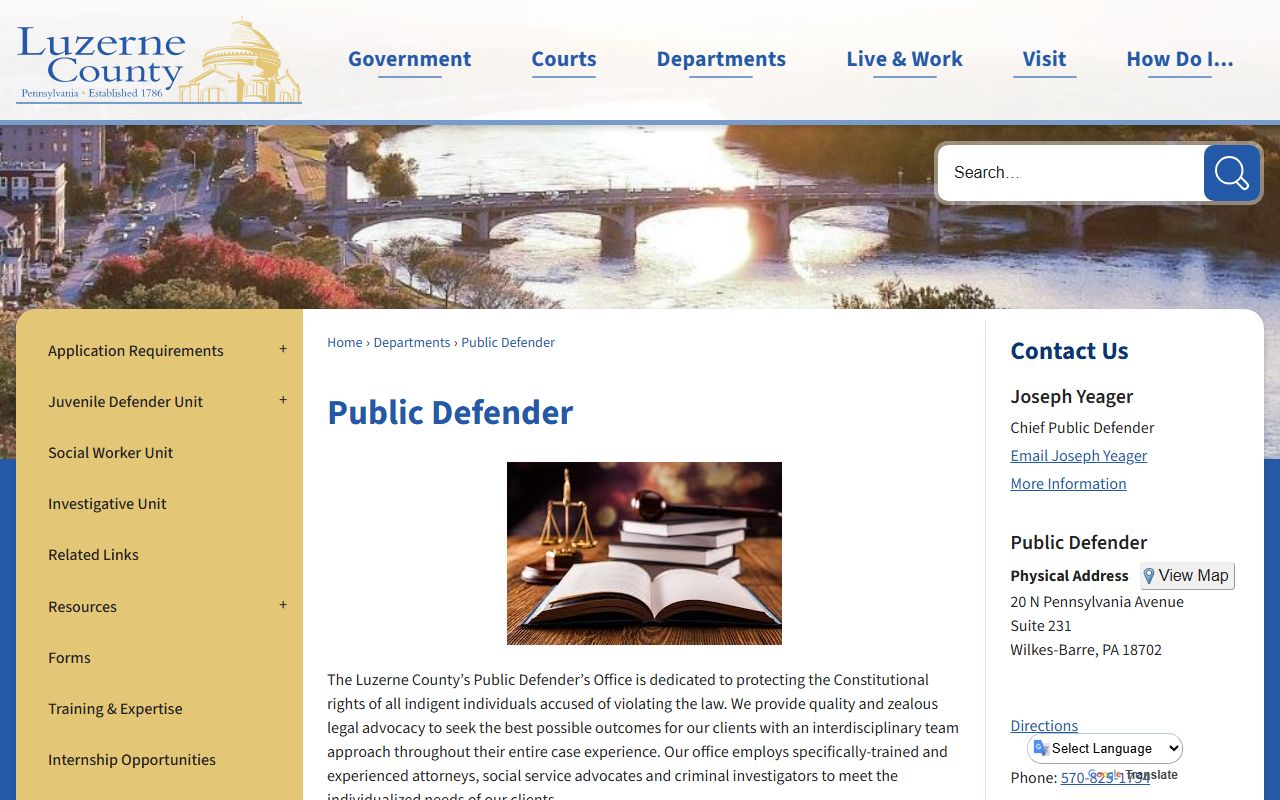 Luzerne County criminal court records Public Defender office