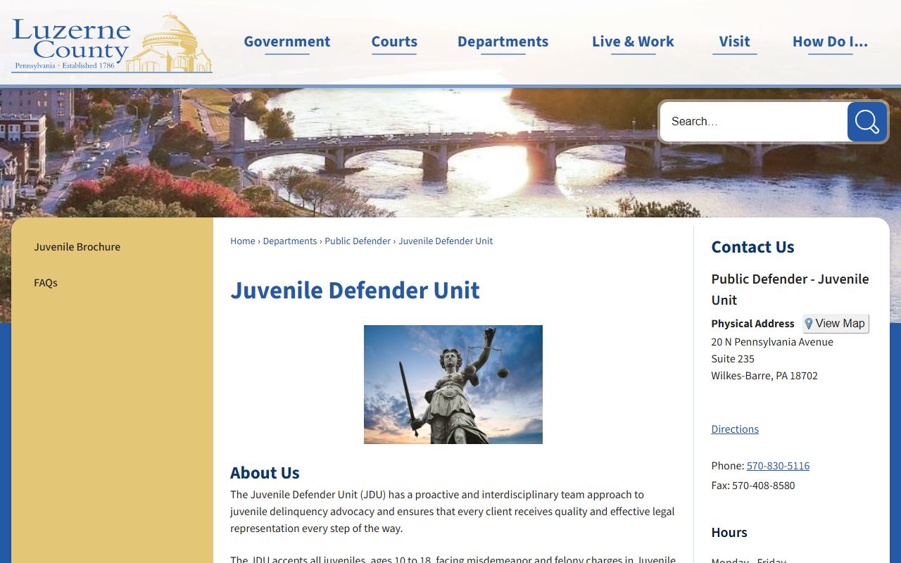 Luzerne County criminal court records juvenile defender unit