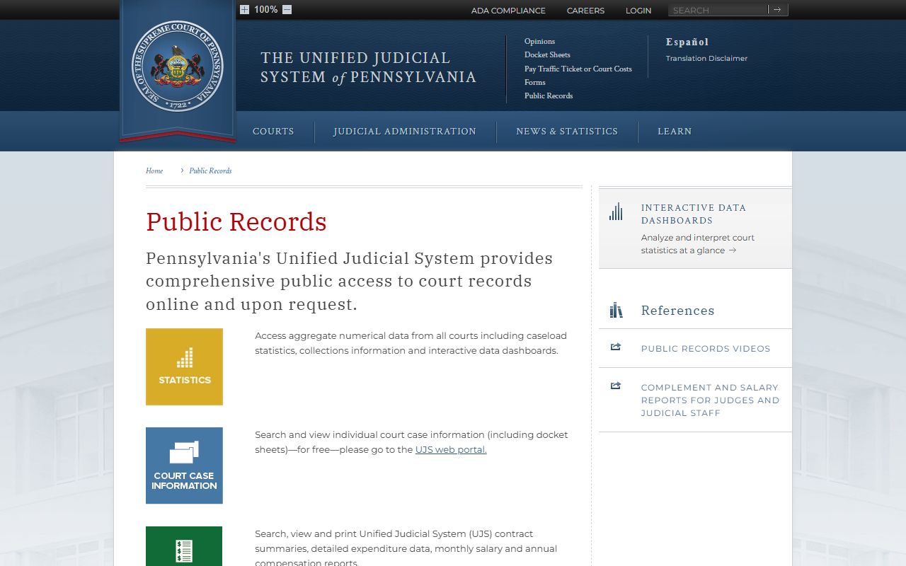 Luzerne County court records Pennsylvania judiciary public records page