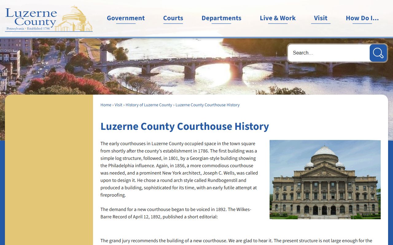 Luzerne County court records courthouse history page