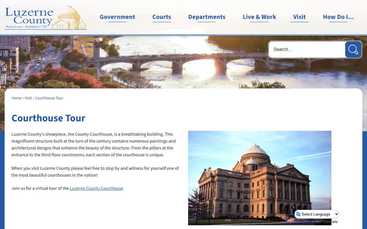 Luzerne County court records courthouse tour page