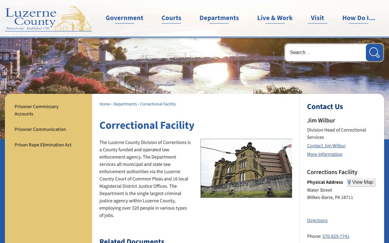 Luzerne County inmate records correctional facility page