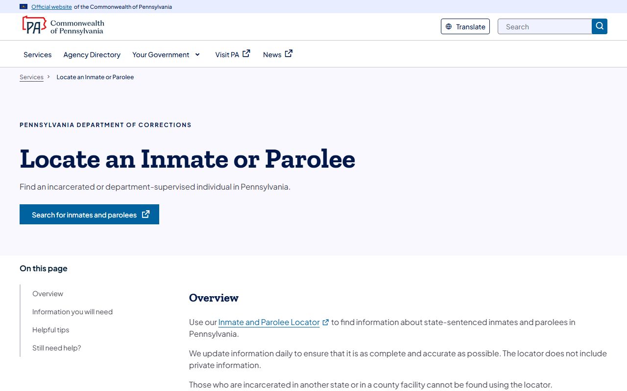 Luzerne County inmate records PA DOC locator guidance