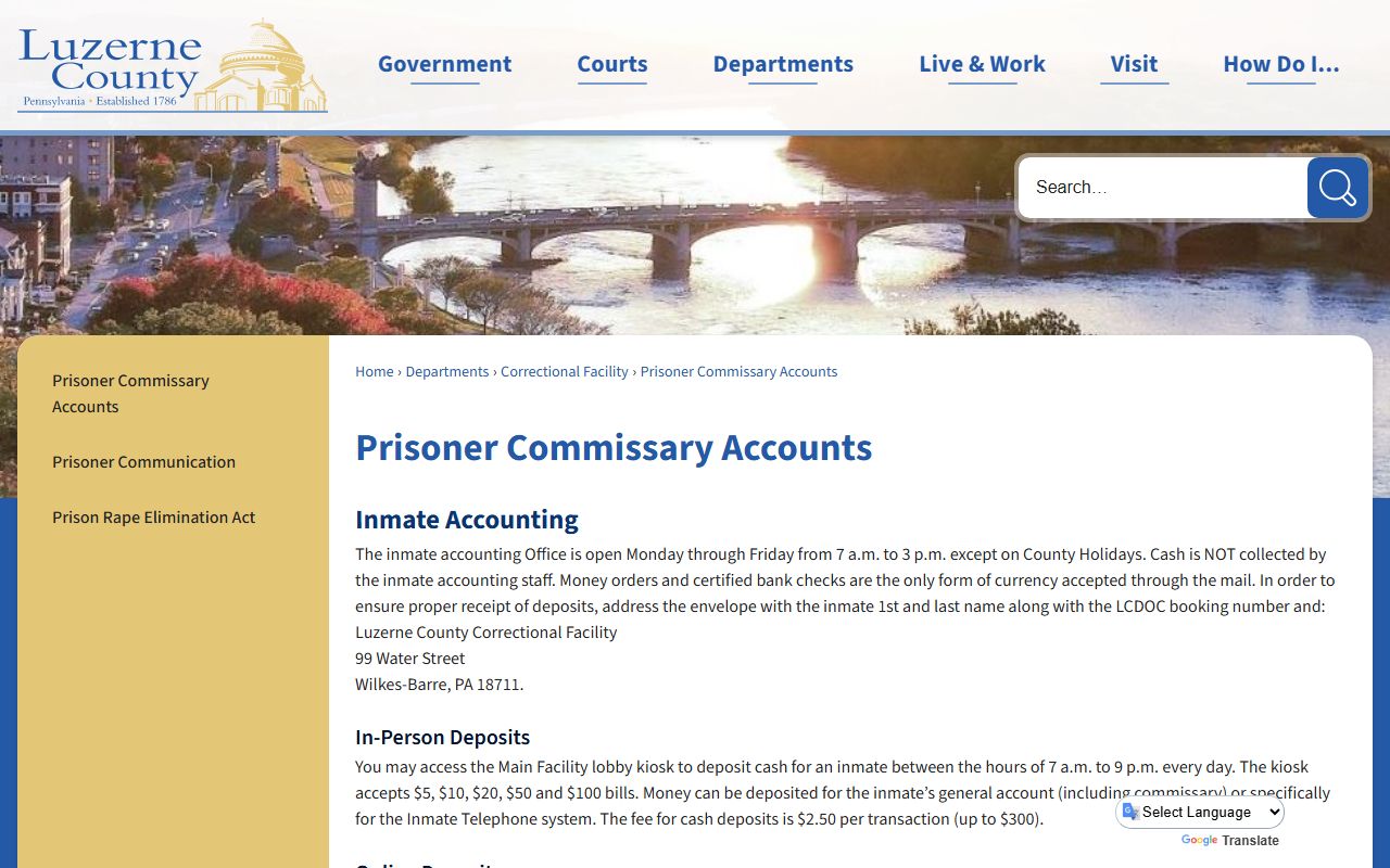 Luzerne County marriage and divorce records manifest commissary accounts source