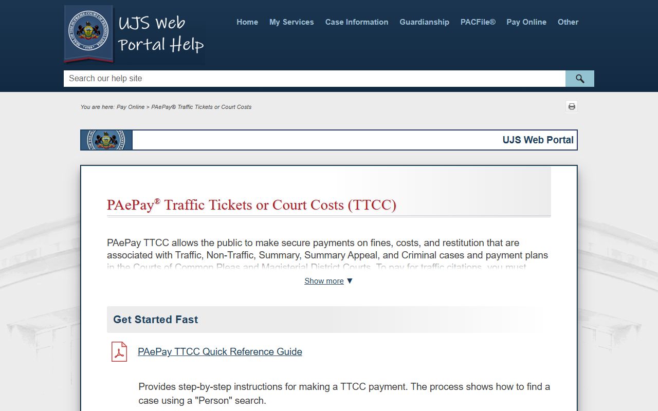 Luzerne County traffic court records PAePay traffic ticket help