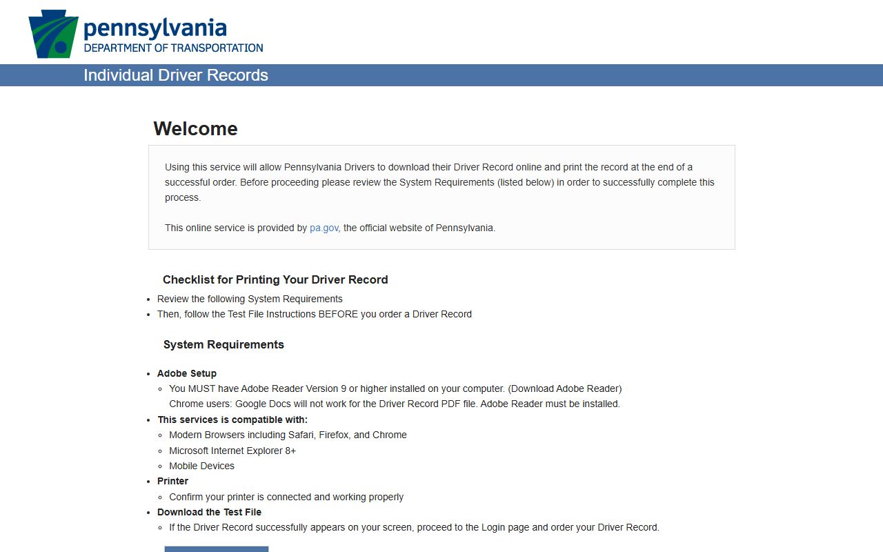 Luzerne County traffic court records PennDOT individual driver record portal